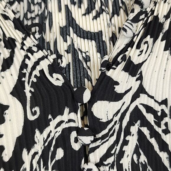 Lauren Ralph Lauren Black Label Paisley Micro Pleated Georgette Blouse Top - Picture 14 of 15